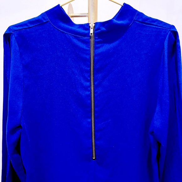 Chic Blue mini dress with gold colour zip - Picture 3 of 3